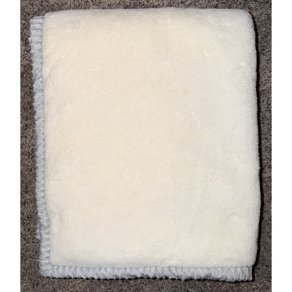 Chick Pea Baby Blanket White Grey Ribbed Edge Trim Plush Security Lovey Sherpa